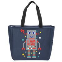 I Am Five Robot Funny Robotics 5 Year Old Birthday Party Zip Tote Bag