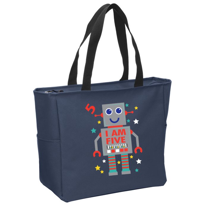 I Am Five Robot Funny Robotics 5 Year Old Birthday Party Zip Tote Bag