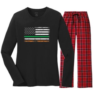 Irish American Flag Ireland Flag ST PATRICKS DAY Gift Women's Long Sleeve Flannel Pajama Set 