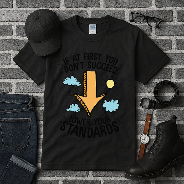 If At First You Don’T Succeed Lower Your Standards Tall T-Shirt
