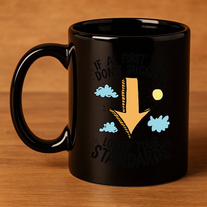 If At First You Don’T Succeed Lower Your Standards 11oz C Handle Ceramic Mug