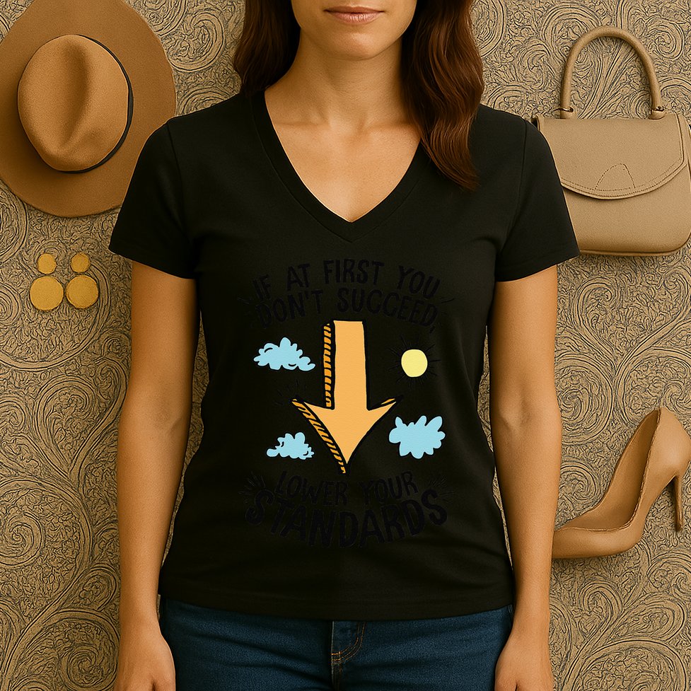 If At First You Don’T Succeed Lower Your Standards Women's V-Neck T-Shirt