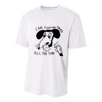 I Am Fucking Tired All The Time L.A.D.Y G.A.G.A Youth Performance Sprint T-Shirt
