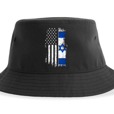 Israeli American Flag Pride Israel Usa Sustainable Bucket Hat