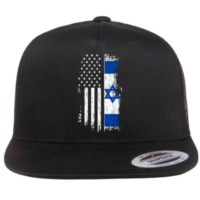 Israeli American Flag Pride Israel Usa Flat Bill Trucker Hat