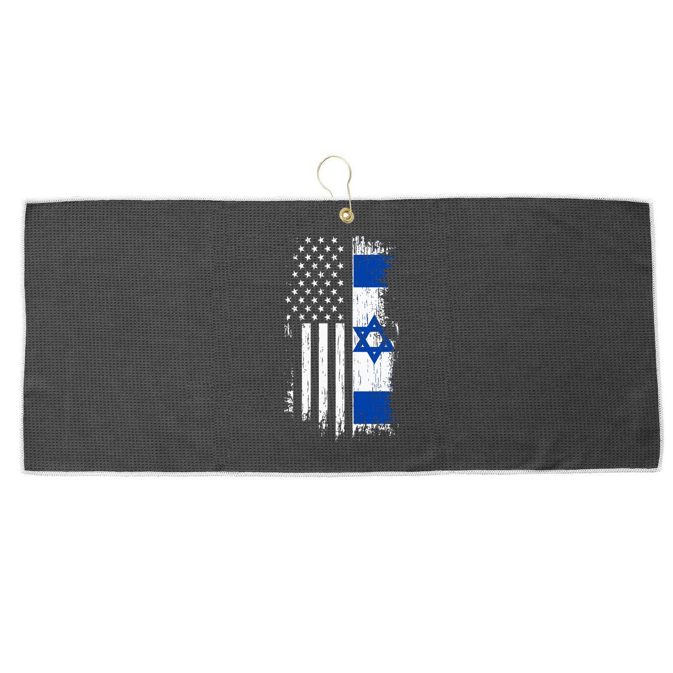 Israeli American Flag Pride Israel Usa Large Microfiber Waffle Golf Towel