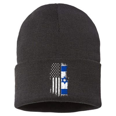 Israeli American Flag Pride Israel Usa Sustainable Knit Beanie