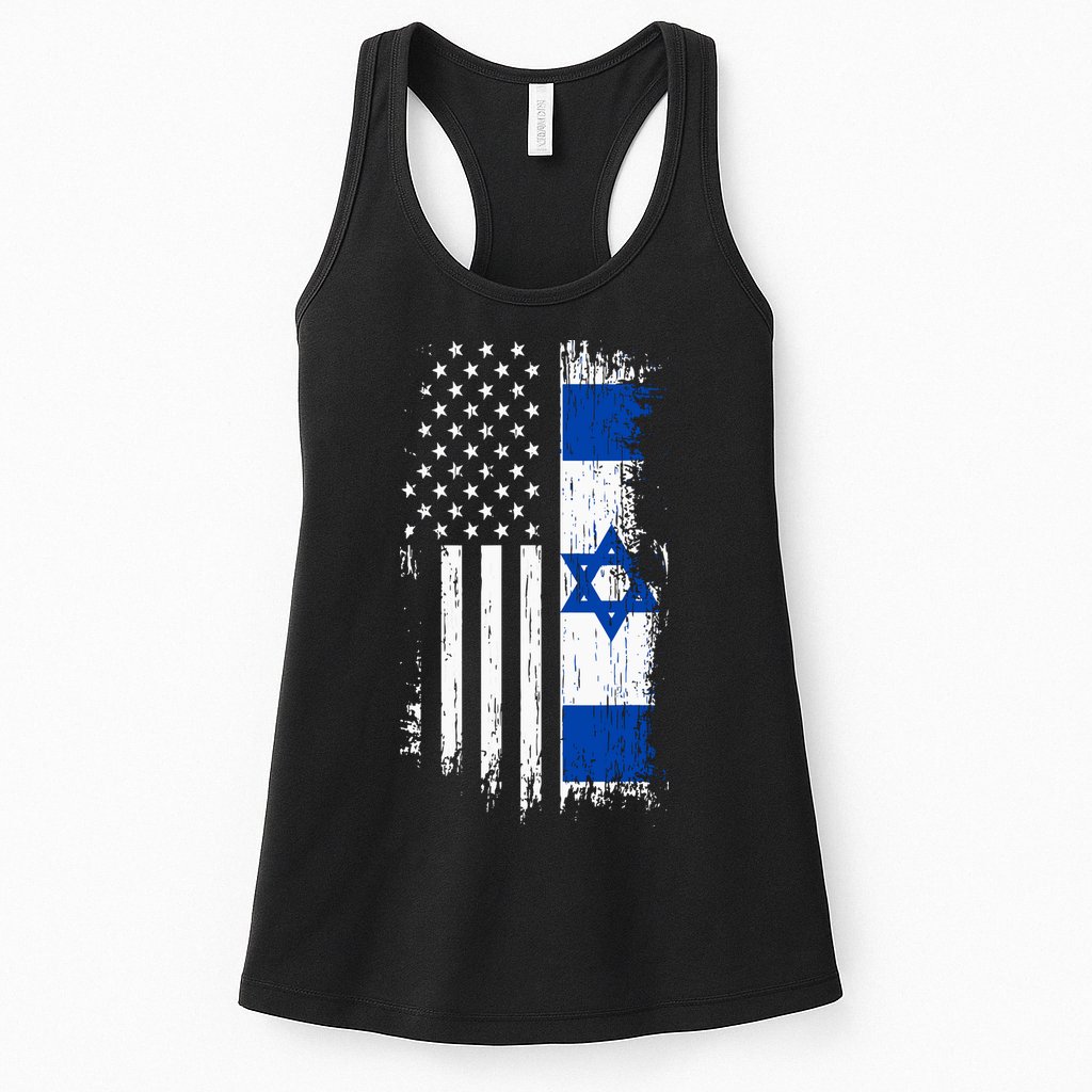 Israeli American Flag Pride Israel Usa Womens Tank Top