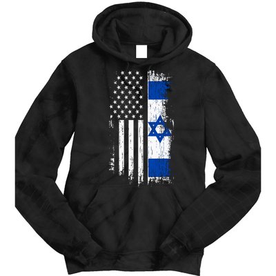Israeli American Flag Pride Israel Usa Tie Dye Hoodie