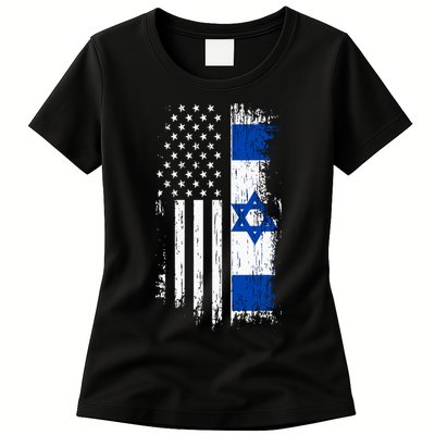 Israeli American Flag Pride Israel Usa Womens T-Shirt