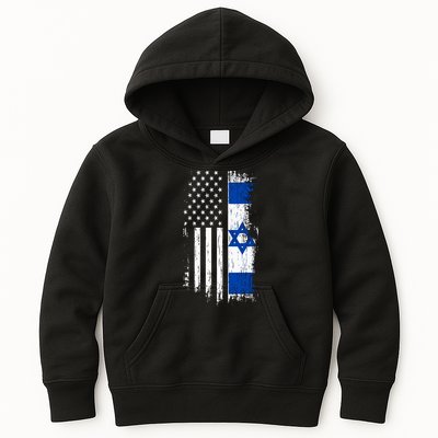 Israeli American Flag Pride Israel Usa Kids Hoodie