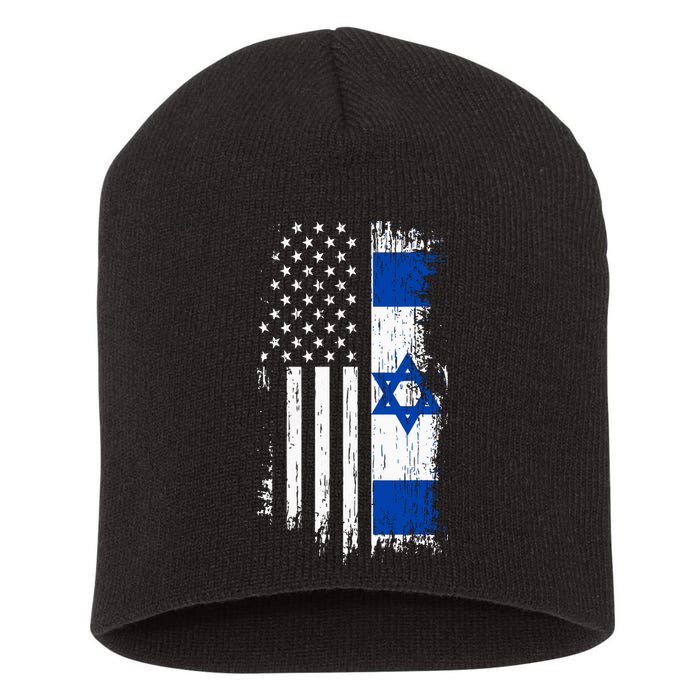 Israeli American Flag Pride Israel Usa Short Acrylic Beanie