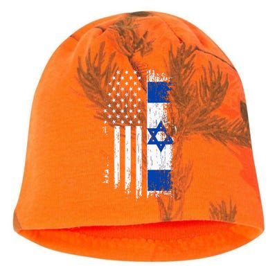 Israeli American Flag Pride Israel Usa Kati - Camo Knit Beanie