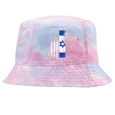 Israeli American Flag Pride Israel Usa Tie-Dyed Bucket Hat