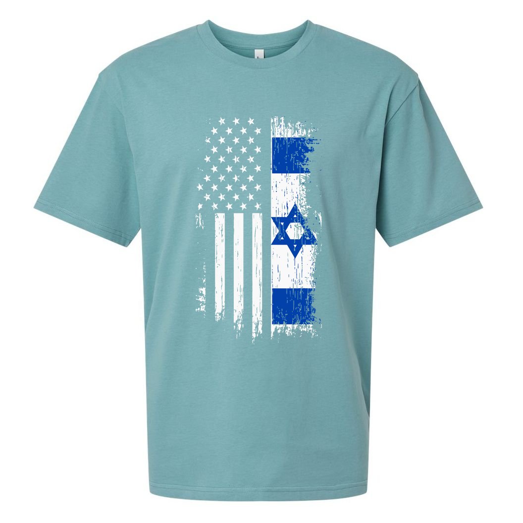 Israeli American Flag Pride Israel Usa Sueded Cloud Jersey T-Shirt