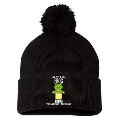 Its A Frog Thing Frog Pom Pom 12in Knit Beanie