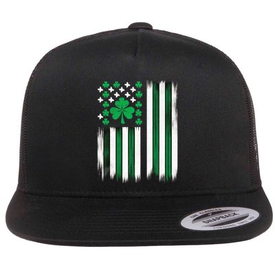 Irish American Flag Shamrock Flag St Patrick Day Flag Funny Gift Flat Bill Trucker Hat