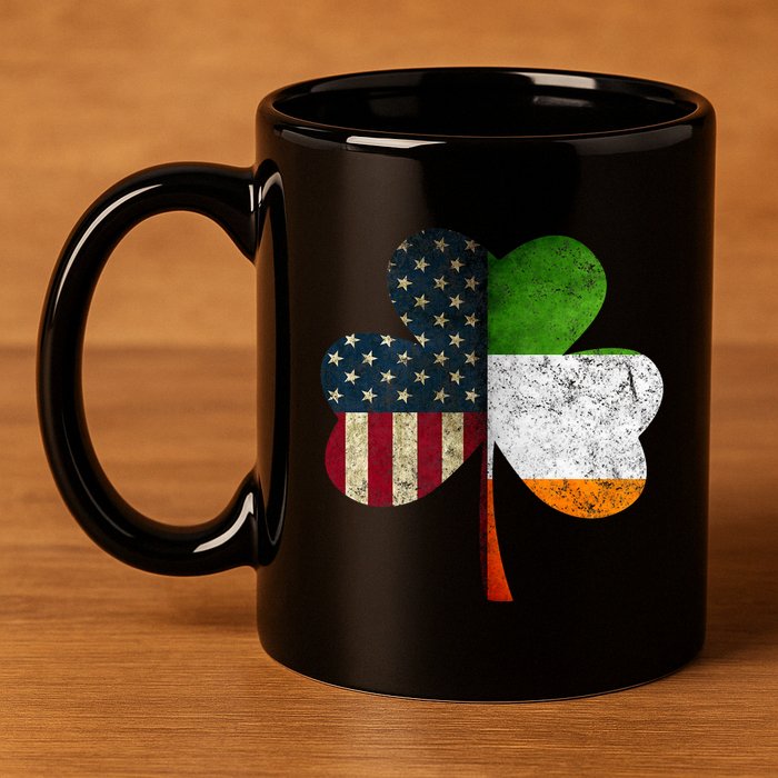 Irish American Flag Shamrock St. PatrickS Day 11oz C Handle Ceramic Mug
