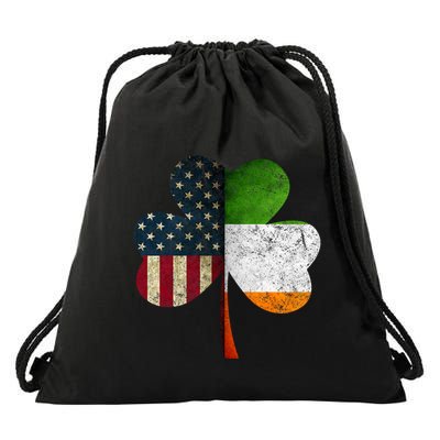 Irish American Flag Shamrock St. PatrickS Day Drawstring Bag