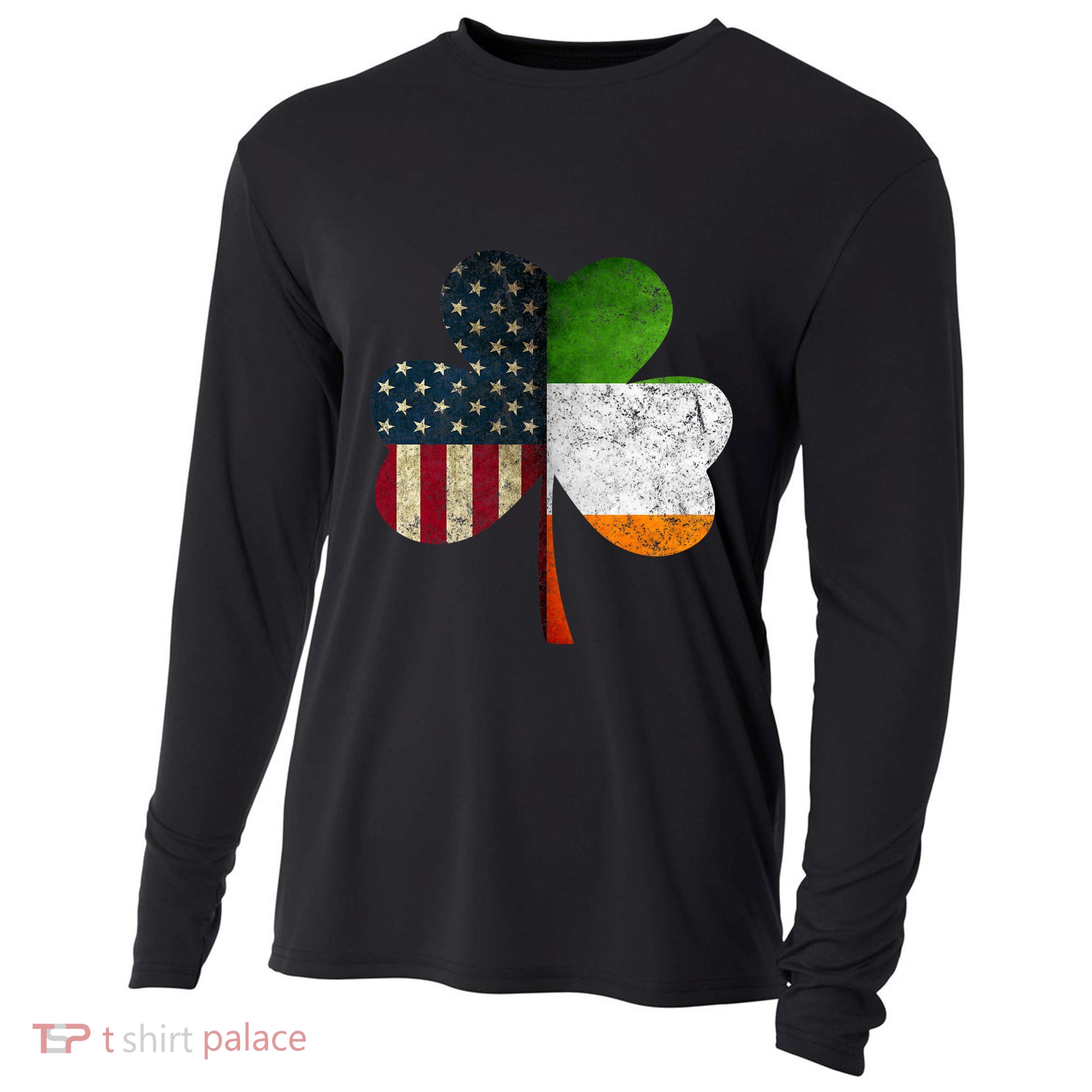 Irish American Flag Shamrock St. PatrickS Day Cooling Performance Long Sleeve Crew
