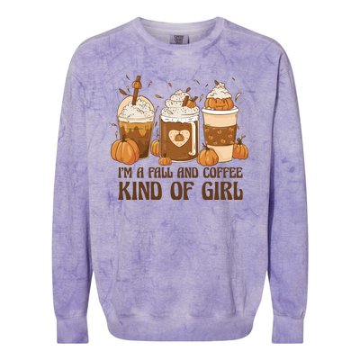 I'm A Fall And Coffee Kind Of Girl Colorblast Crewneck Sweatshirt