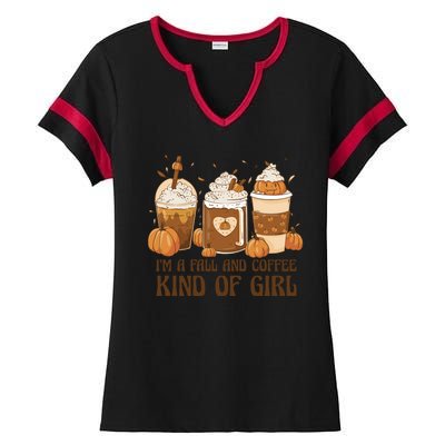 I'm A Fall And Coffee Kind Of Girl Ladies Halftime Notch Neck Tee