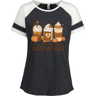 I'm A Fall And Coffee Kind Of Girl Enza Ladies Jersey Colorblock Tee