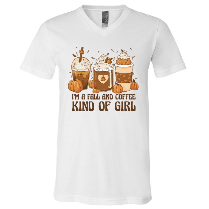 I'm A Fall And Coffee Kind Of Girl V-Neck T-Shirt