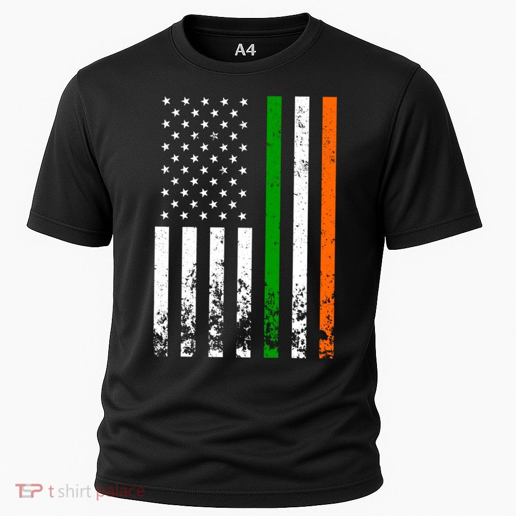 Irish American Flag Ireland Flag St Patricks Day Gift Lucky Funny Gift Performance Shirt