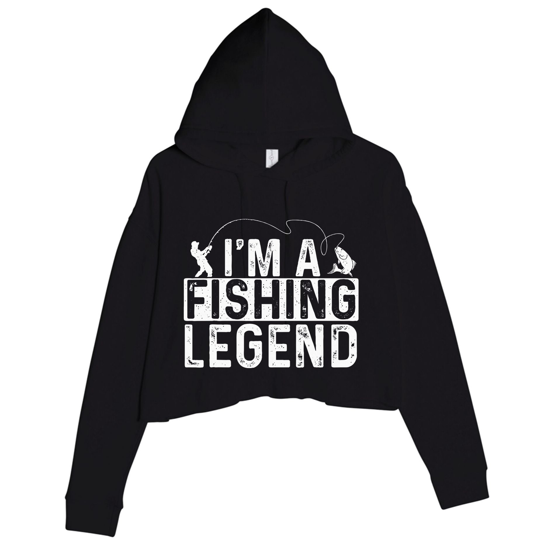 IM A Fishing Legend Fisherman Fish Lover Angling Crop Fleece Hoodie