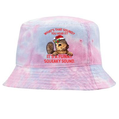 Its A Funny Squeaky Sound Christmas Squirrel Tie-Dyed Bucket Hat