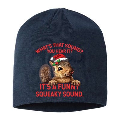 Its A Funny Squeaky Sound Christmas Squirrel Sustainable Beanie