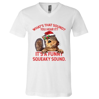 Its A Funny Squeaky Sound Christmas Squirrel V-Neck T-Shirt