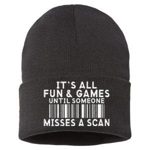 Its All Fun And Games Until Someone Misses A Scan Postal Sustainable Knit Beanie