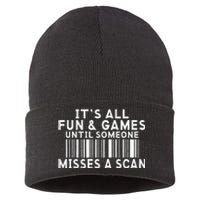 Its All Fun And Games Until Someone Misses A Scan Postal Sustainable Knit Beanie