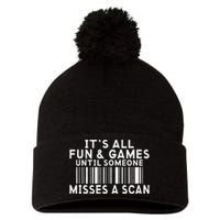 Its All Fun And Games Until Someone Misses A Scan Postal Pom Pom 12in Knit Beanie