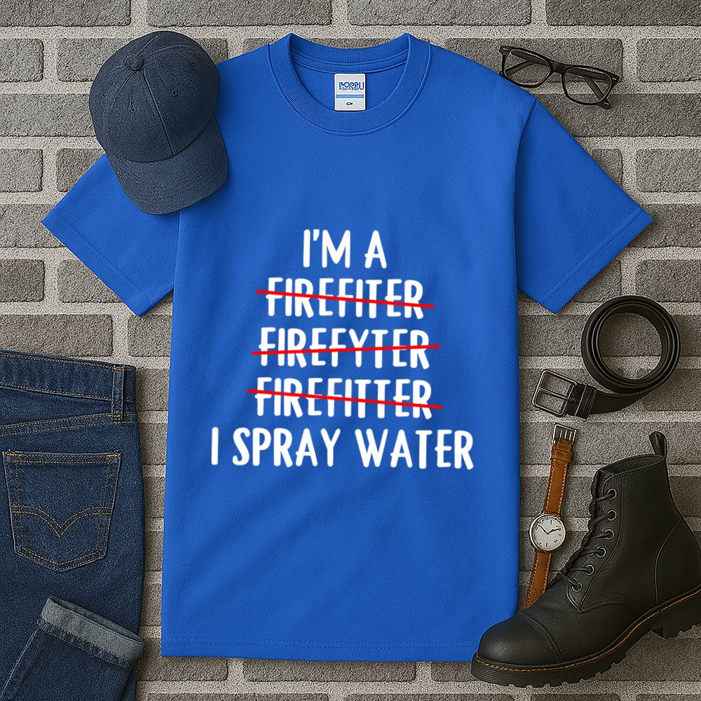 IM A Firefighter I Spray Water Funny Fire Firefighting Gift Tall T-Shirt
