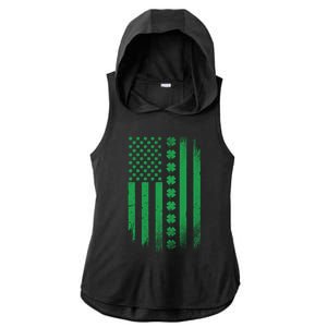 Irish American Flag Patrick's Day Patriotic Shamrock Flag Gift Ladies PosiCharge Tri-Blend Wicking Draft Hoodie Tank