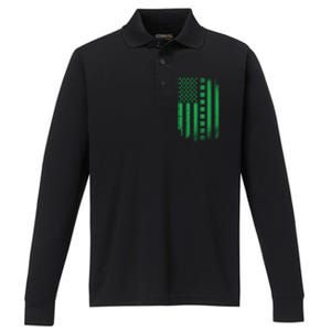 Irish American Flag Patrick's Day Patriotic Shamrock Flag Gift Performance Long Sleeve Polo