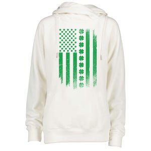 Irish American Flag Patrick's Day Patriotic Shamrock Flag Gift Womens Funnel Neck Pullover Hood