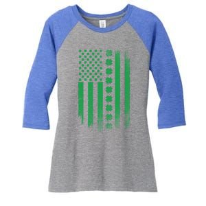 Irish American Flag Patrick's Day Patriotic Shamrock Flag Gift Women's Tri-Blend 3/4-Sleeve Raglan Shirt