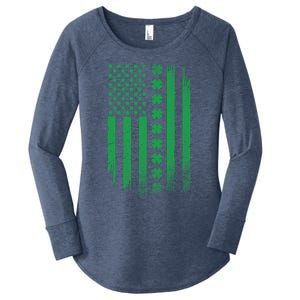 Irish American Flag Patrick's Day Patriotic Shamrock Flag Gift Women's Perfect Tri Tunic Long Sleeve Shirt