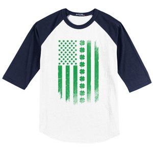 Irish American Flag Patrick's Day Patriotic Shamrock Flag Gift Baseball Sleeve Shirt