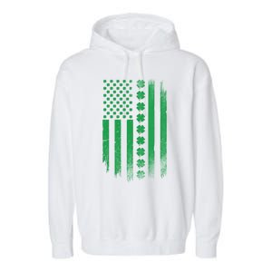 Irish American Flag Patrick's Day Patriotic Shamrock Flag Gift Garment-Dyed Fleece Hoodie