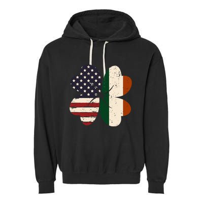 Irish American Flag Shamrock Garment-Dyed Fleece Hoodie