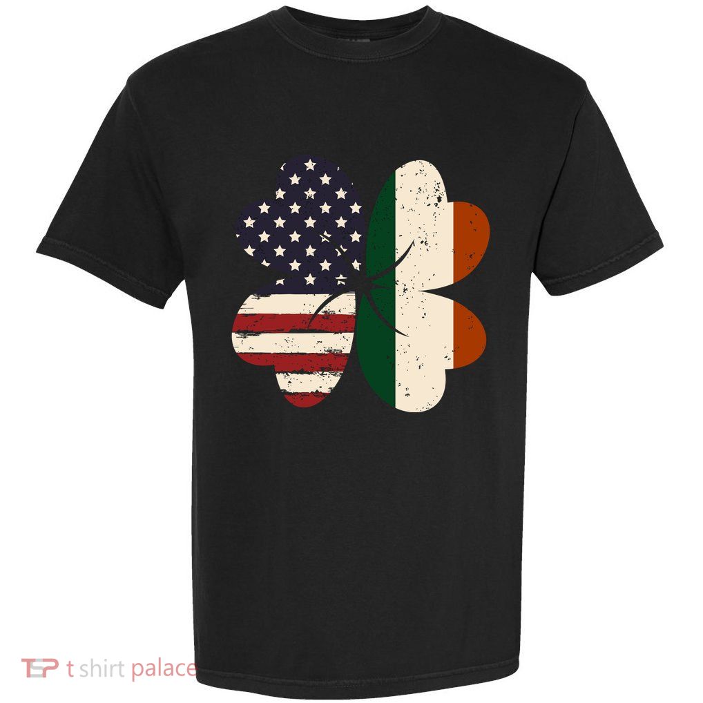 Irish American Flag Shamrock Garment-Dyed Heavyweight T-Shirt