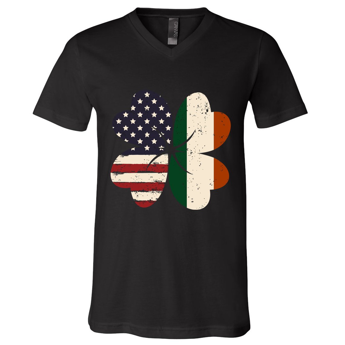 Irish American Flag Shamrock V-Neck T-Shirt