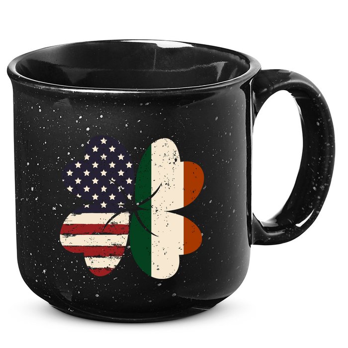 Irish American Flag Shamrock 15oz Campfire Ceramic Mug