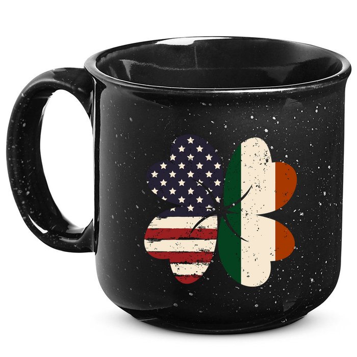 Irish American Flag Shamrock 15oz Campfire Ceramic Mug