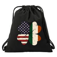 Irish American Flag Shamrock Drawstring Bag